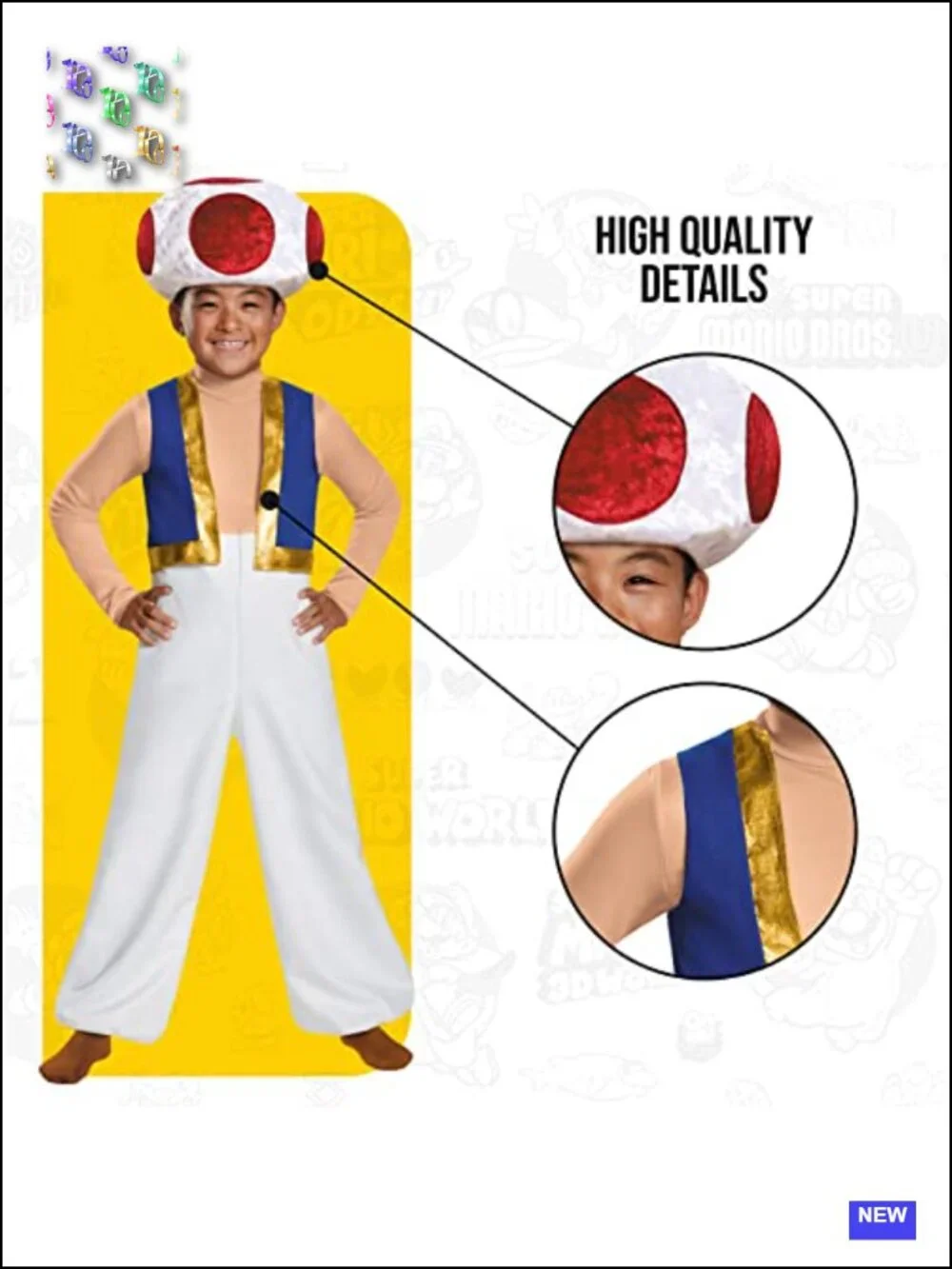 Toad Deluxe Costume for Kids Size Small 4-6 Officially Licensed Nintendo